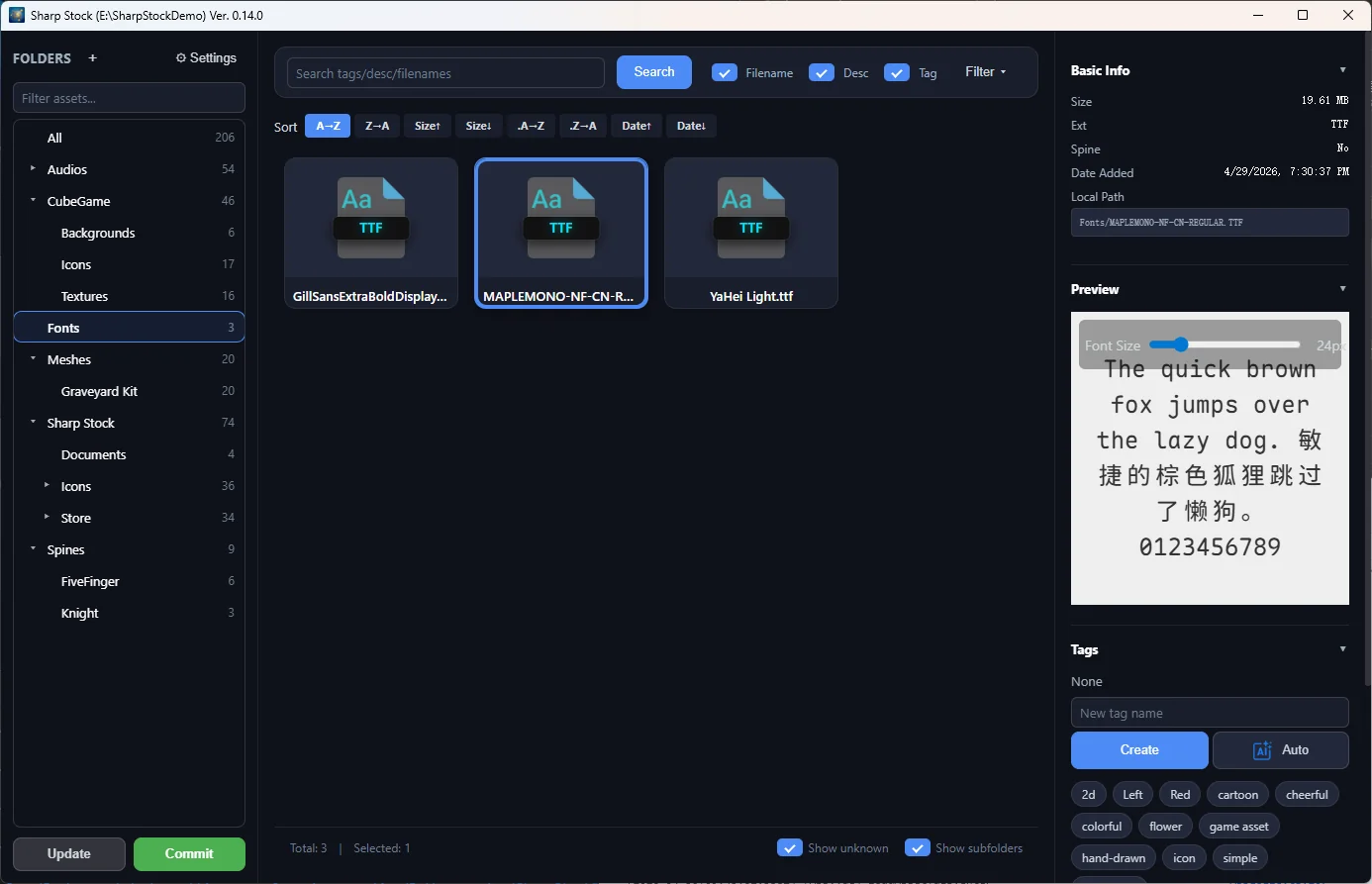 Font Asset Preview