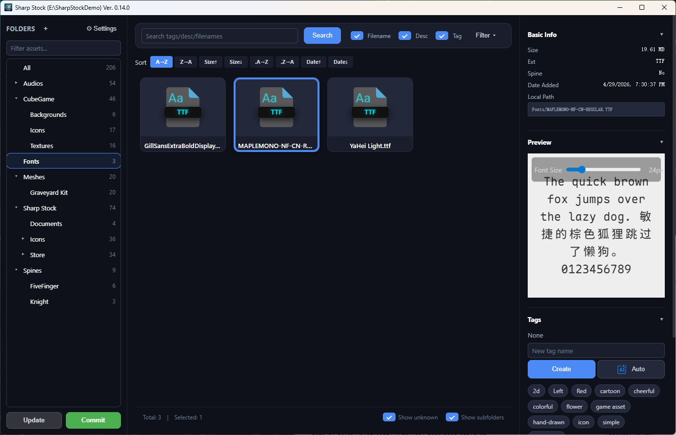 Font Asset Preview